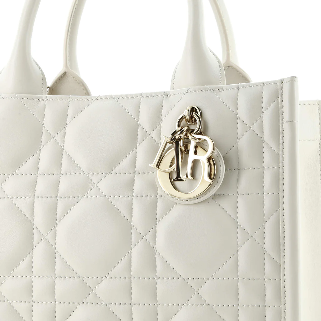 Book Tote with Strap Macrocannage Quilt Calfskin Small - Deep Luxury