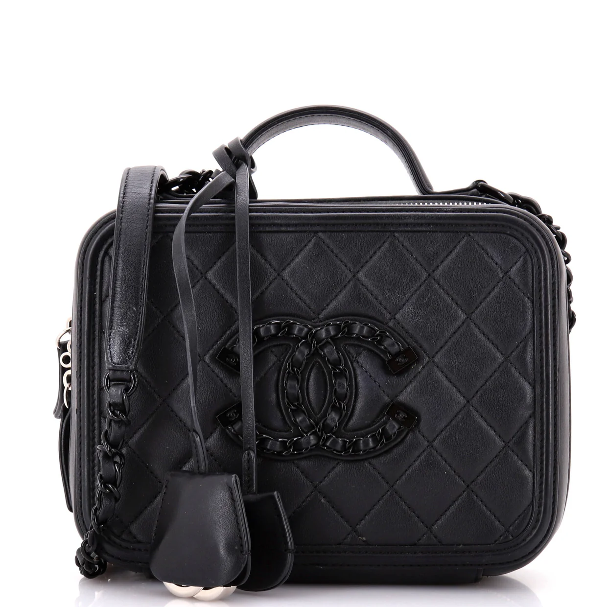 Filigree Vanity Case Quilted Lambskin with Chain Detail Medium - Deep Luxury