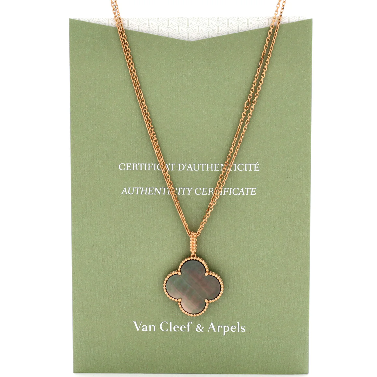 Magic Alhambra Long Necklace 18K Rose Gold and Grey Mother of Pearl - Deep Luxury