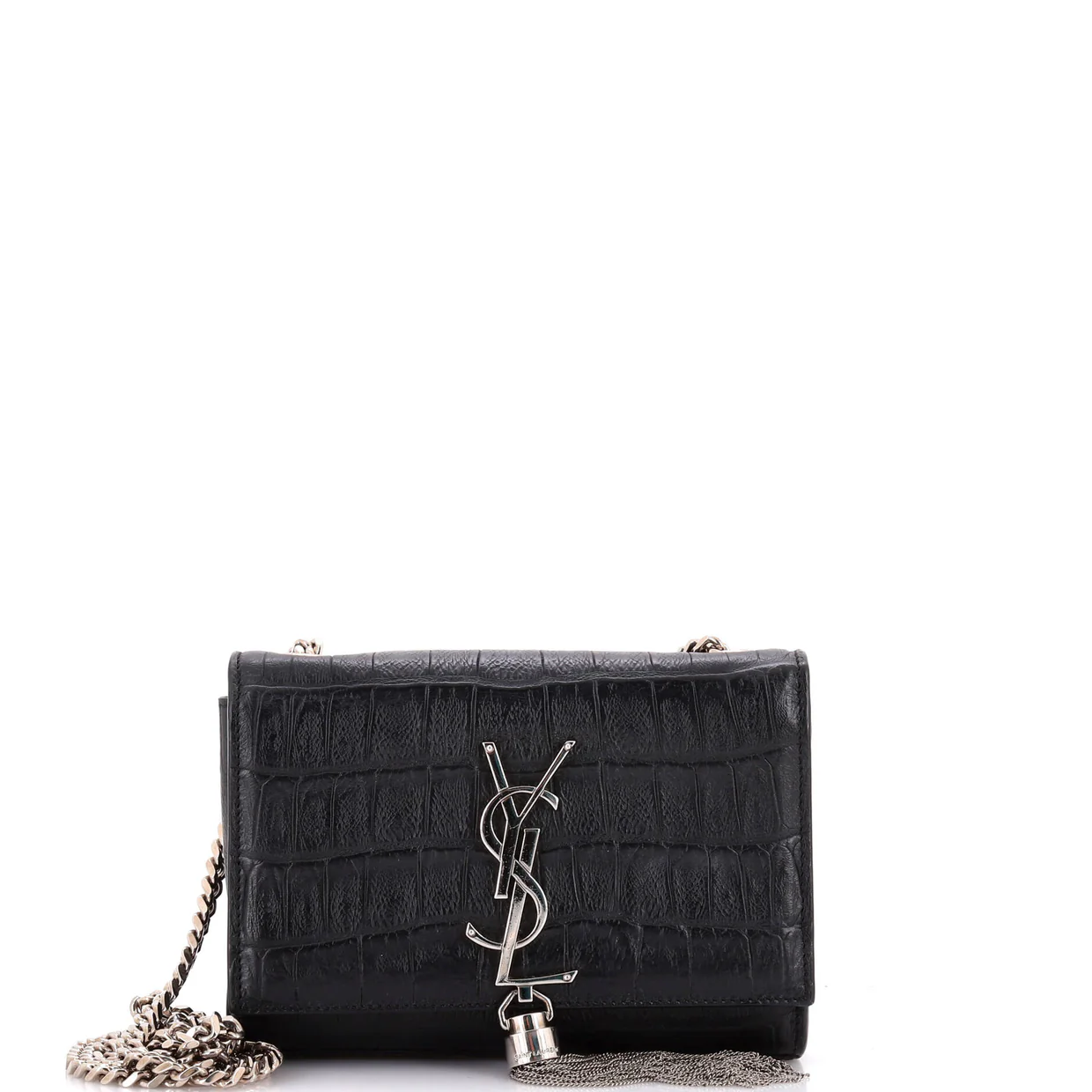 Classic Monogram Tassel Crossbody Bag Crocodile Embossed Leather Small - Deep Luxury