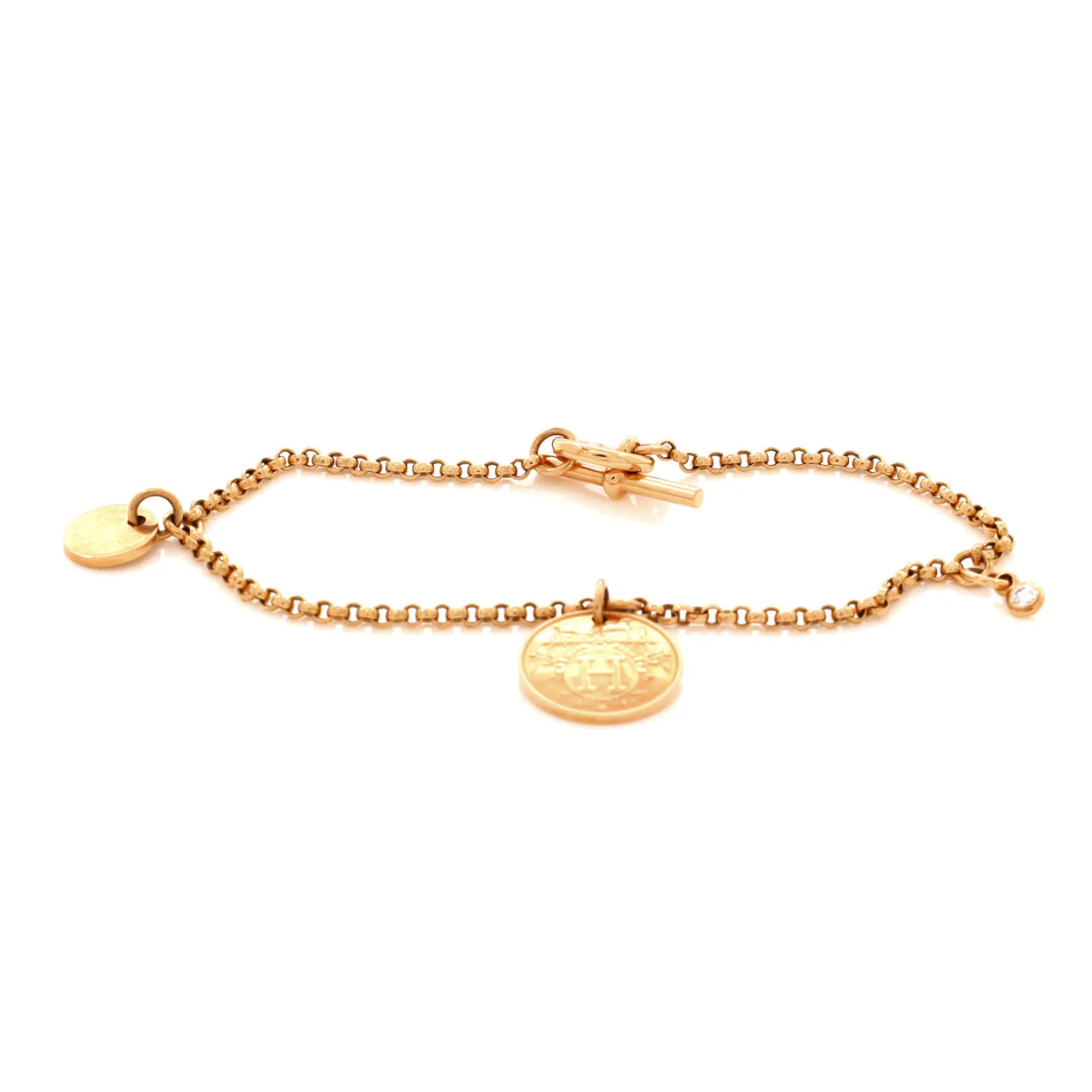 Ex-Libris Bracelet 18K Rose Gold with Diamond Small - Deep Luxury