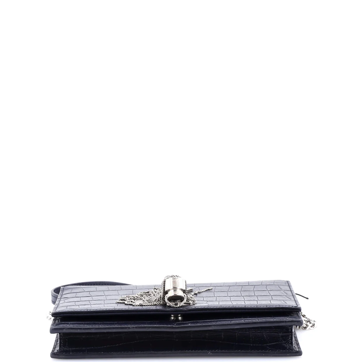 Classic Monogram Tassel Crossbody Bag Crocodile Embossed Leather Small - Deep Luxury