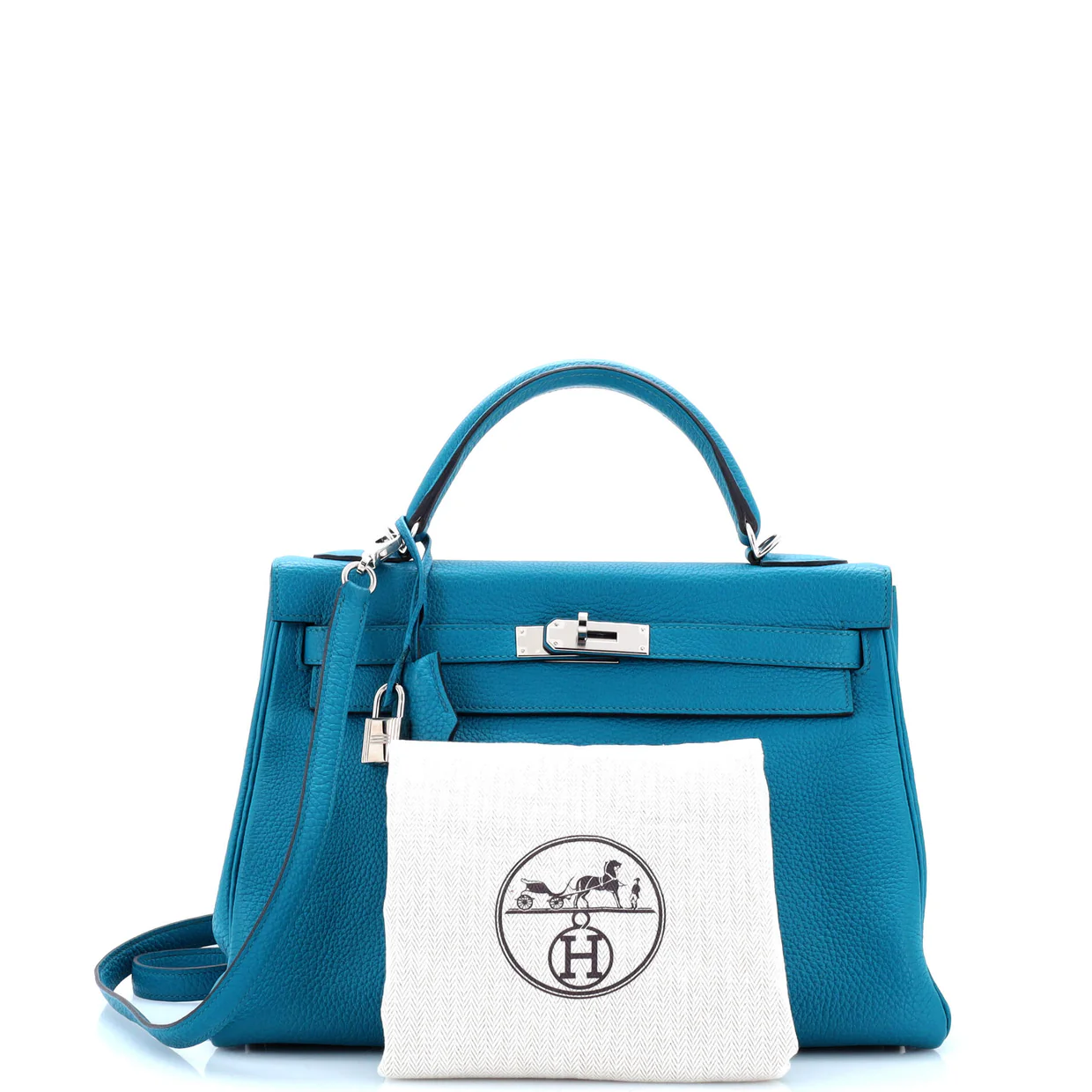 Kelly Handbag Bleu Izmir Togo with Palladium Hardware 32 - Deep Luxury