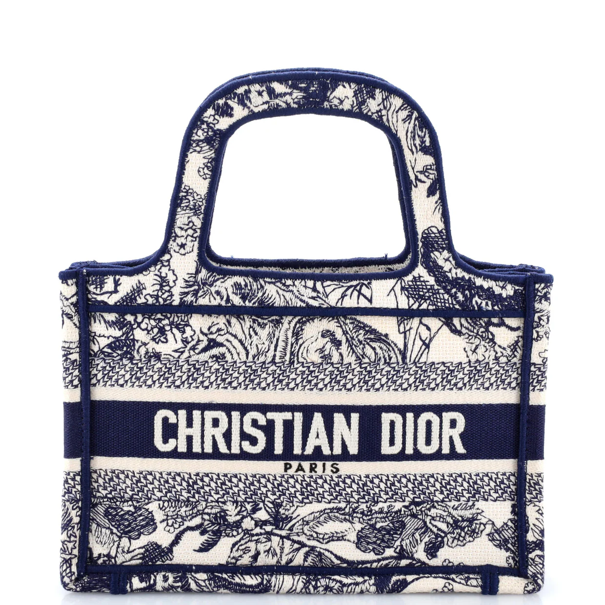 Toile de Jouy Book Tote Embroidered Canvas Mini - Deep Luxury