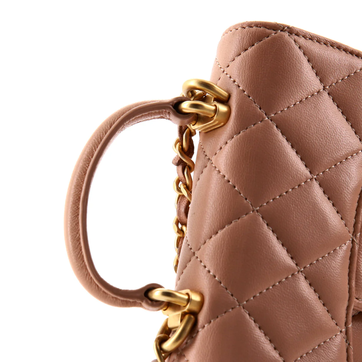Top Handle Flap Coin Purse with Chain Quilted Lambskin - Deep Luxury