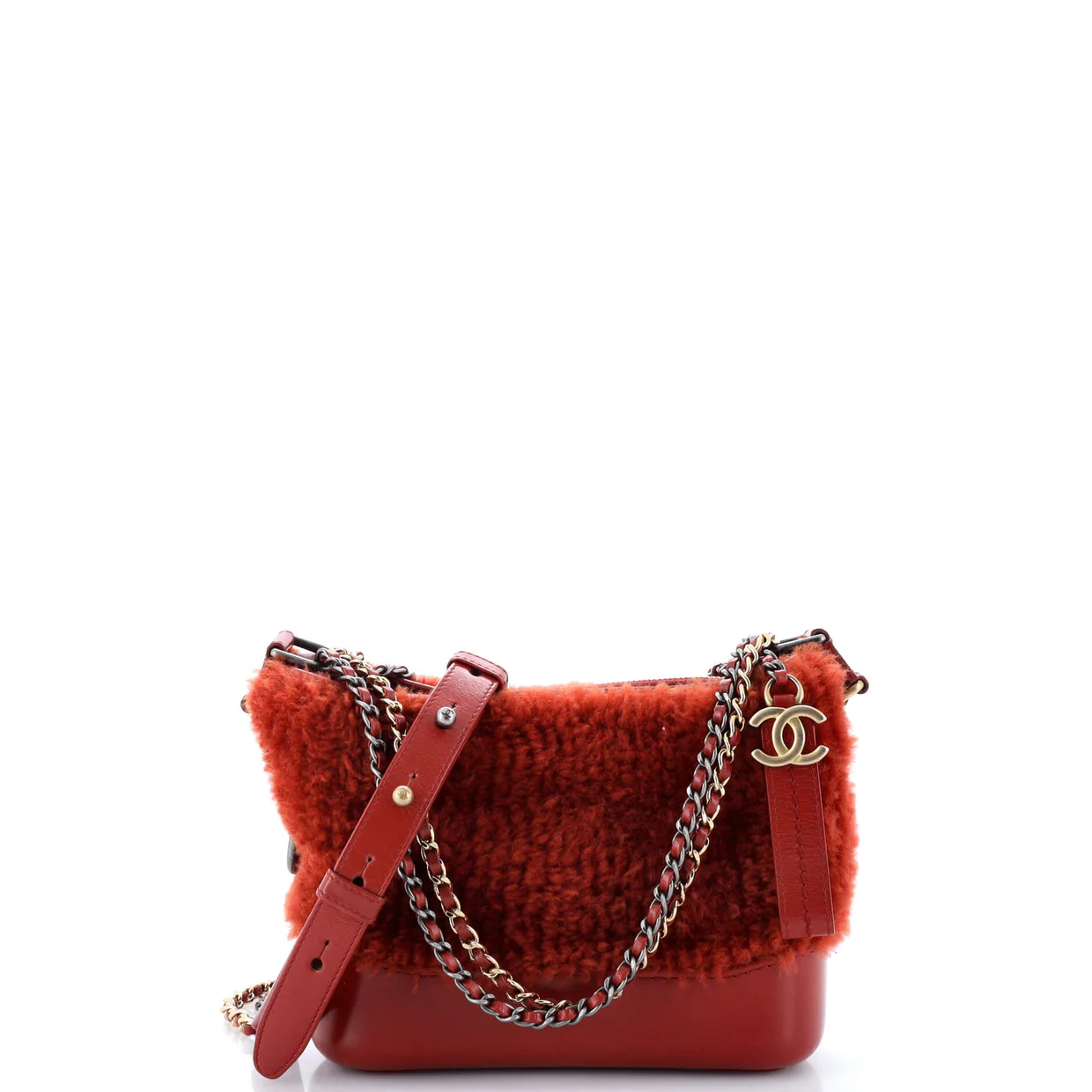Gabrielle Hobo Shearling and Leather Small - Deep Luxury