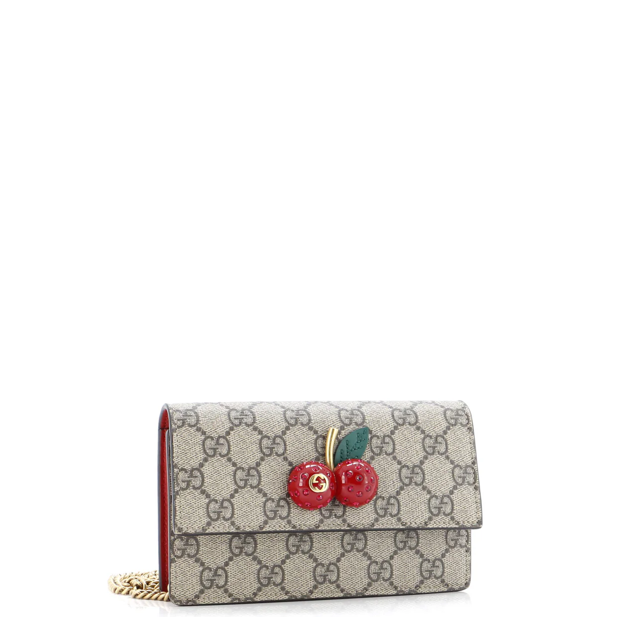 Cherries Wallet on Chain GG Coated Canvas Mini - Deep Luxury