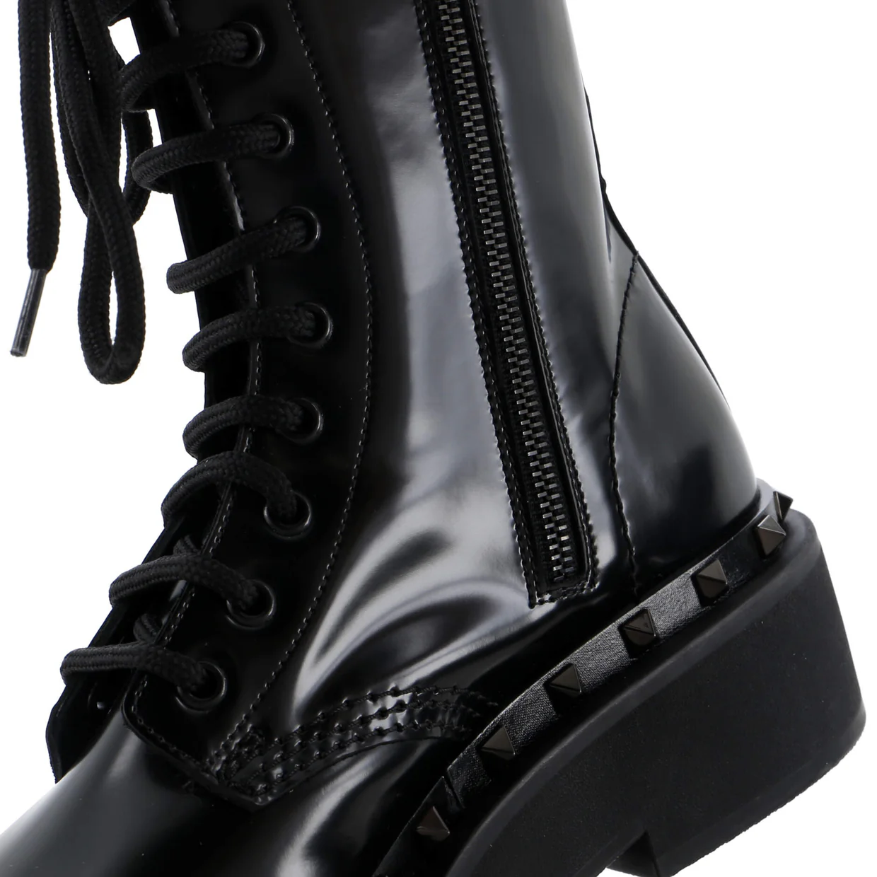 Women's Rockstud M-Way Combat Boots Leather - Deep Luxury
