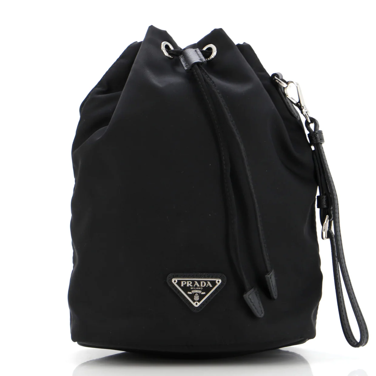 Drawstring Wristlet Bucket Bag Tessuto Small - Deep Luxury