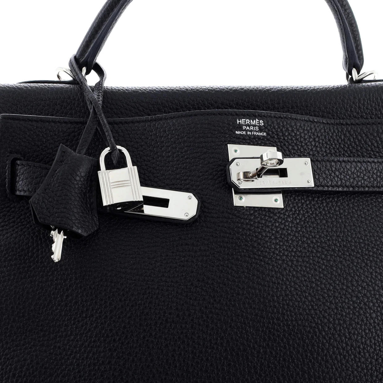 Kelly Handbag Noir Togo with Palladium Hardware 32 - Deep Luxury