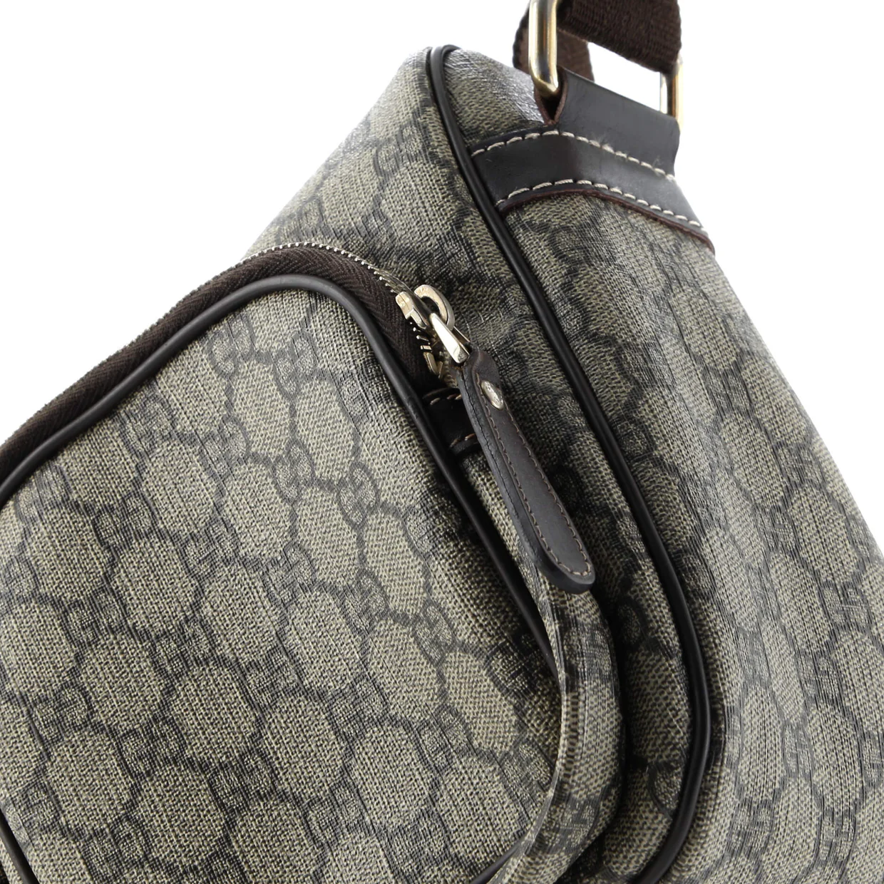 Double Pocket Messenger Bag GG Coated Canvas Large - Deep Luxury