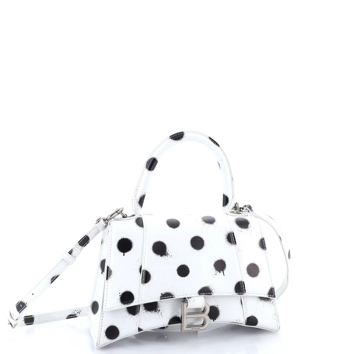 Hourglass Top Handle Bag Printed Leather Small - Deep Luxury