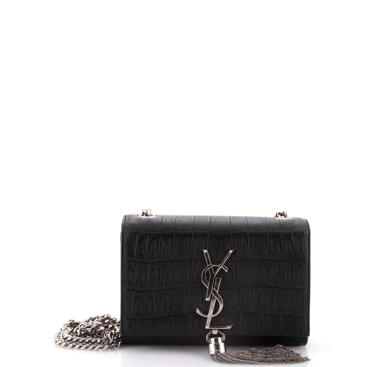 Classic Monogram Tassel Crossbody Bag Crocodile Embossed Leather Small - Deep Luxury