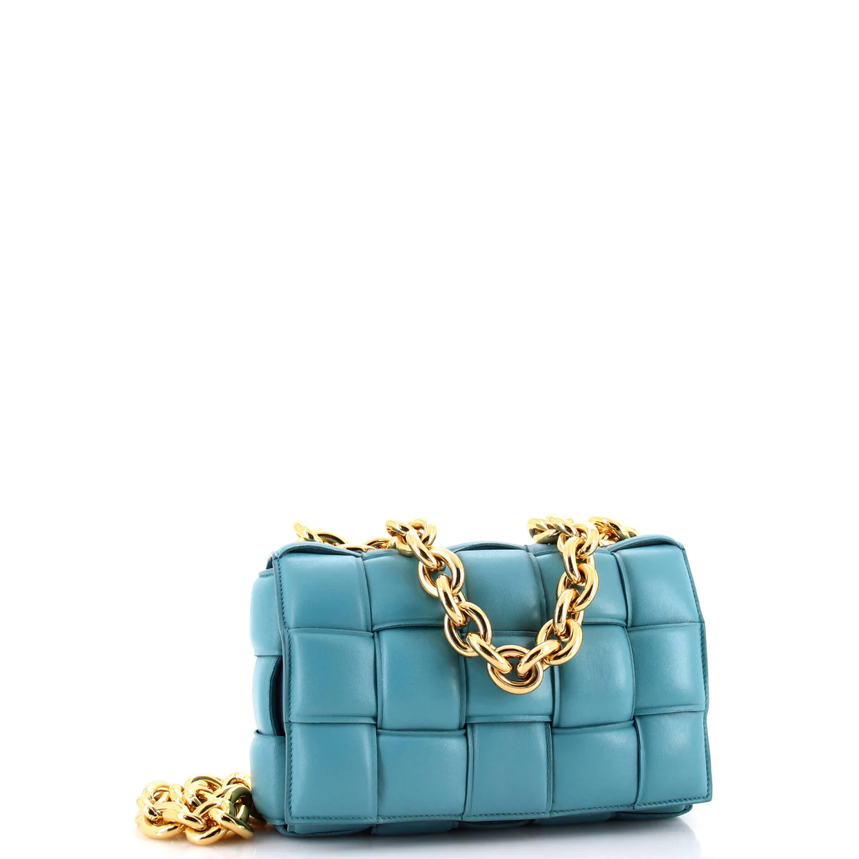 Cassette Chain Crossbody Bag Padded Maxi Intrecciato Leather - Deep Luxury