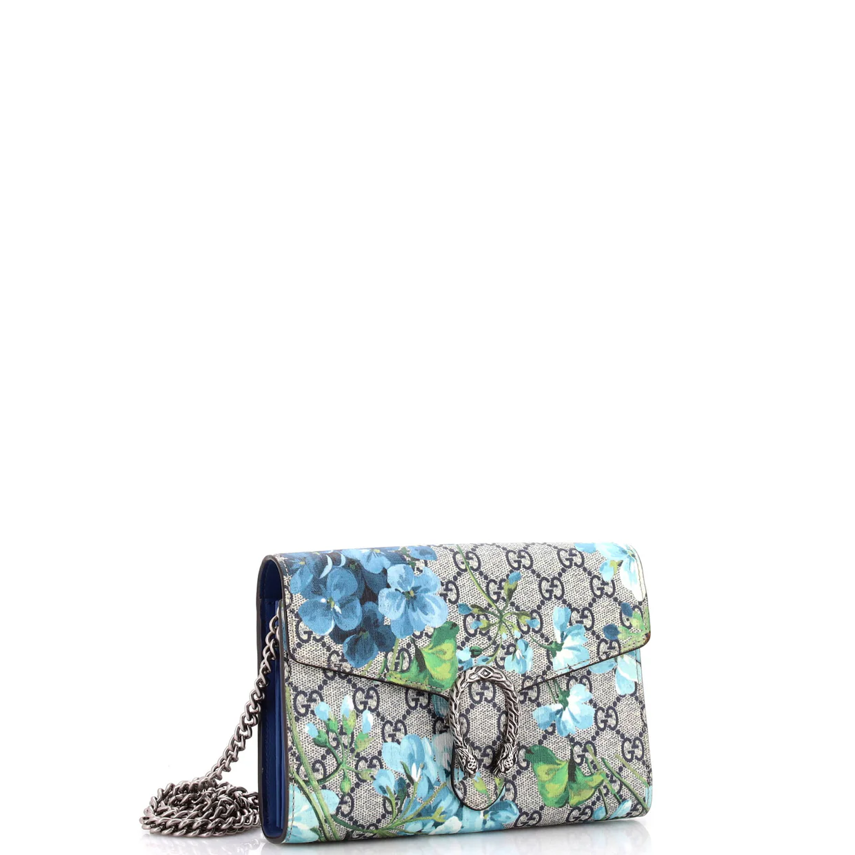 Dionysus Chain Wallet Blooms Print GG Coated Canvas Small - Deep Luxury