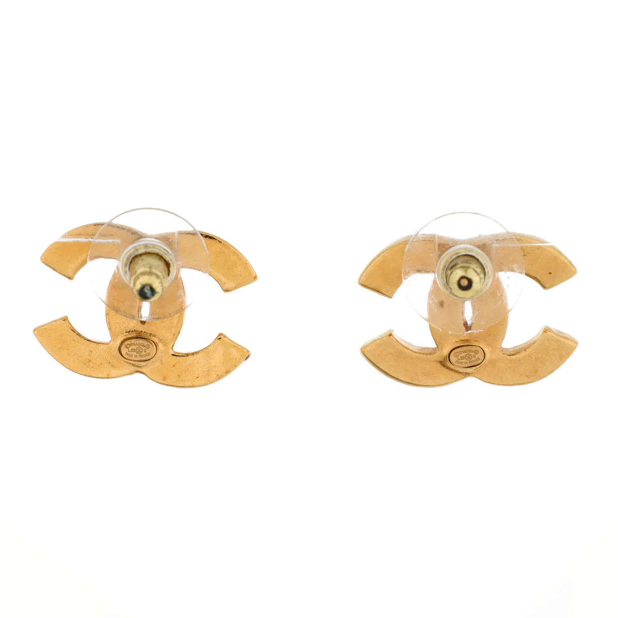 CC Stud Earrings Metal with Enamel - Deep Luxury