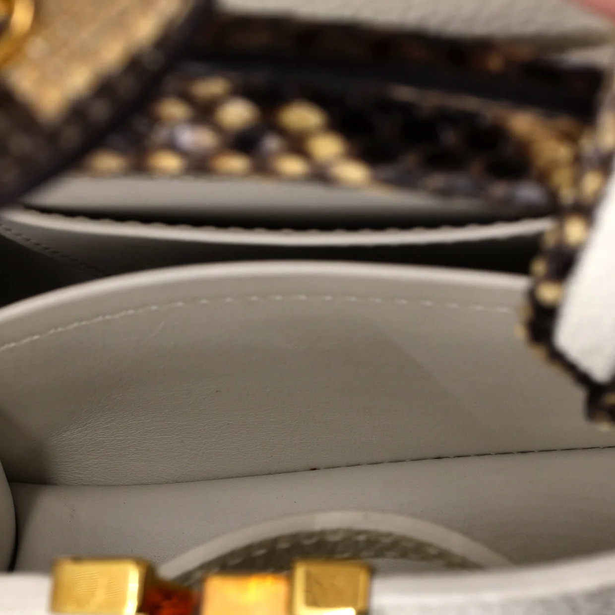 Capucines Bag Leather with Snakeskin Mini - Deep Luxury