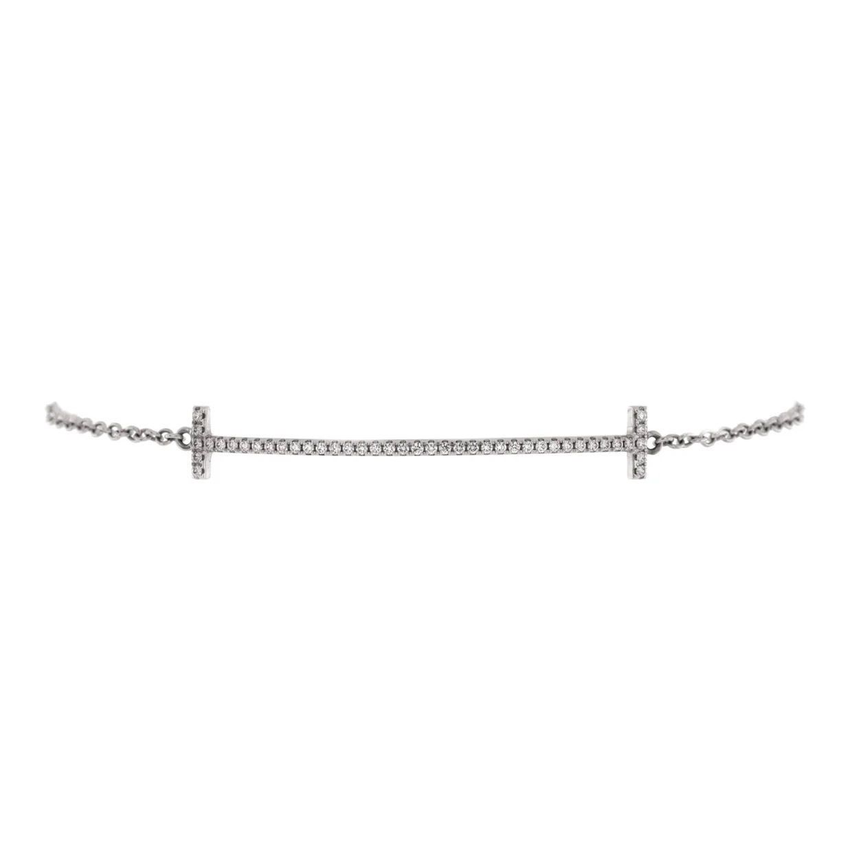 T Smile Chain Bracelet 18K White Gold with Diamonds Medium - Deep Luxury
