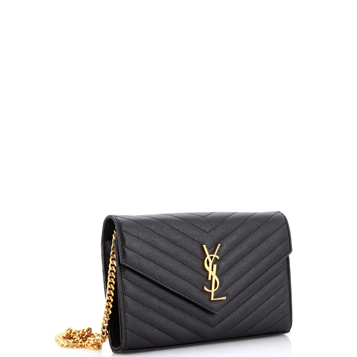 Classic Monogram Wallet on Chain Matelasse Chevron Leather Medium - Deep Luxury