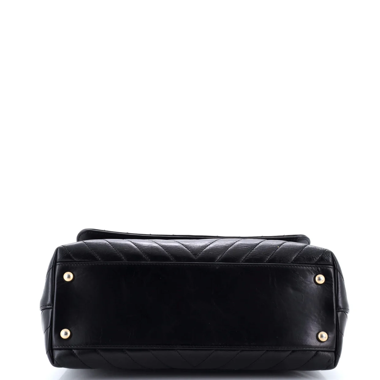 Coco Top Handle Bag Chevron Calfskin Small - Deep Luxury