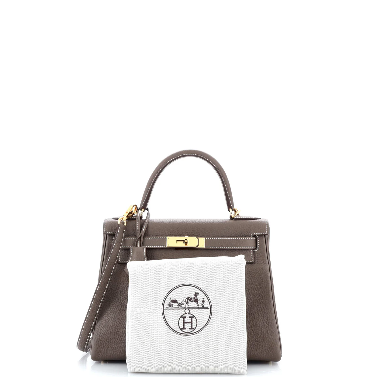 Kelly Handbag Grey Clemence with Gold Hardware 28 - Deep Luxury