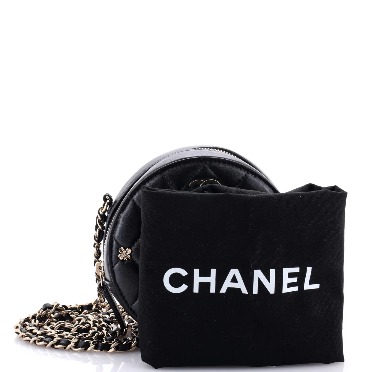 Lucky Charms Round Clutch With Chain Quilted Lambskin Mini - Deep Luxury