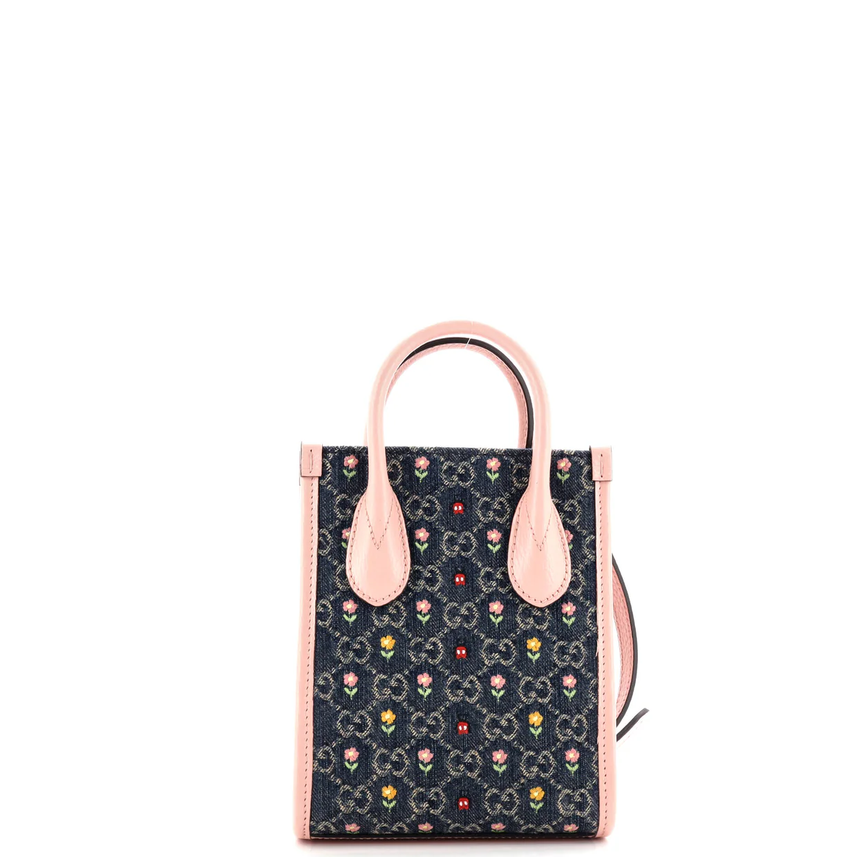 Interlocking G Patch Tote Embroidered GG Denim and Leather Mini - Deep Luxury