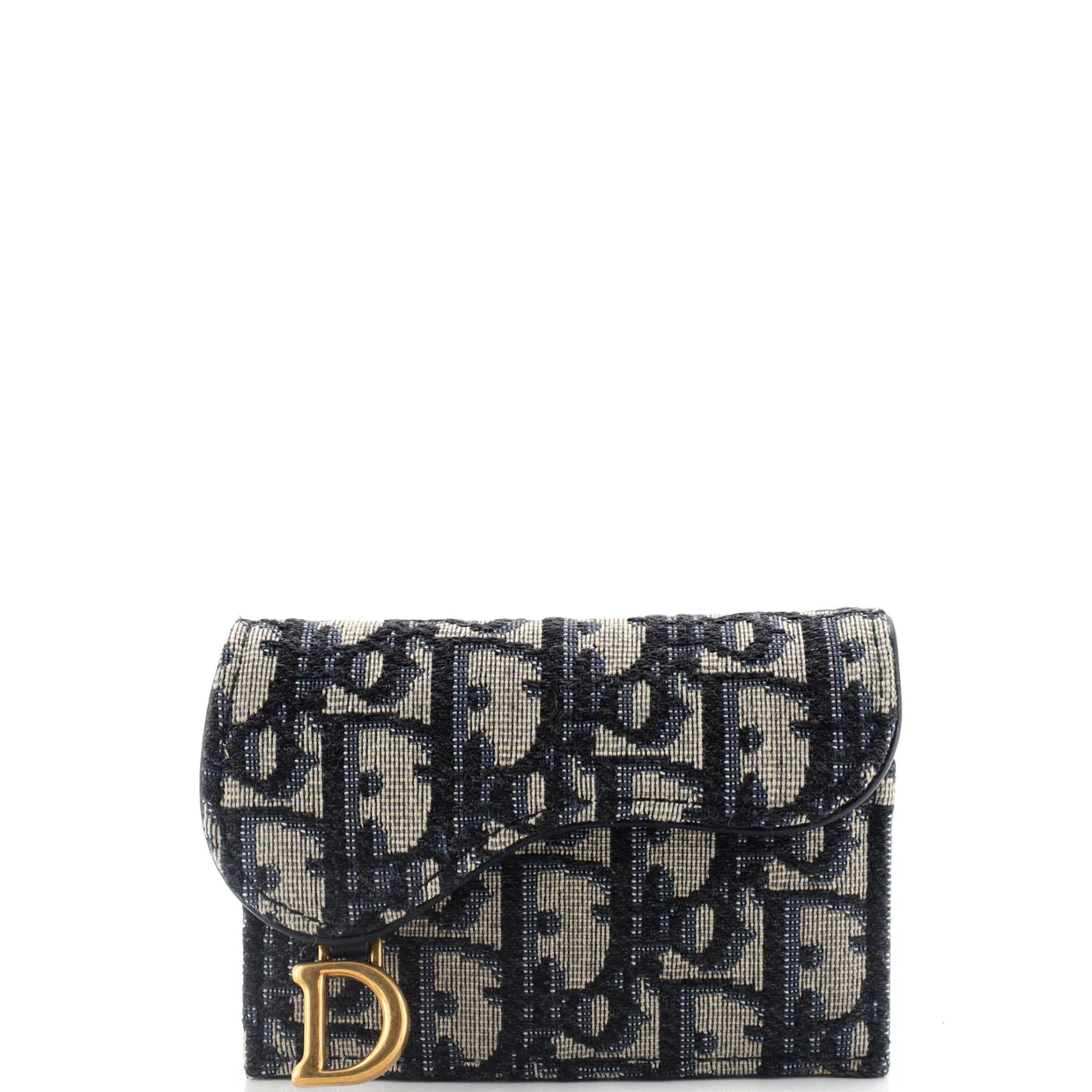 Saddle Flap Zipped Card Holder Oblique Canvas Compact - Deep Luxury