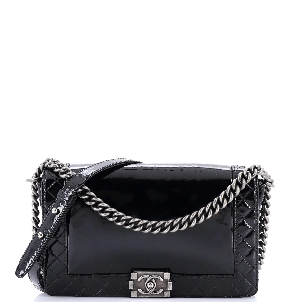 Reverso Boy Flap Bag Patent New Medium - Deep Luxury