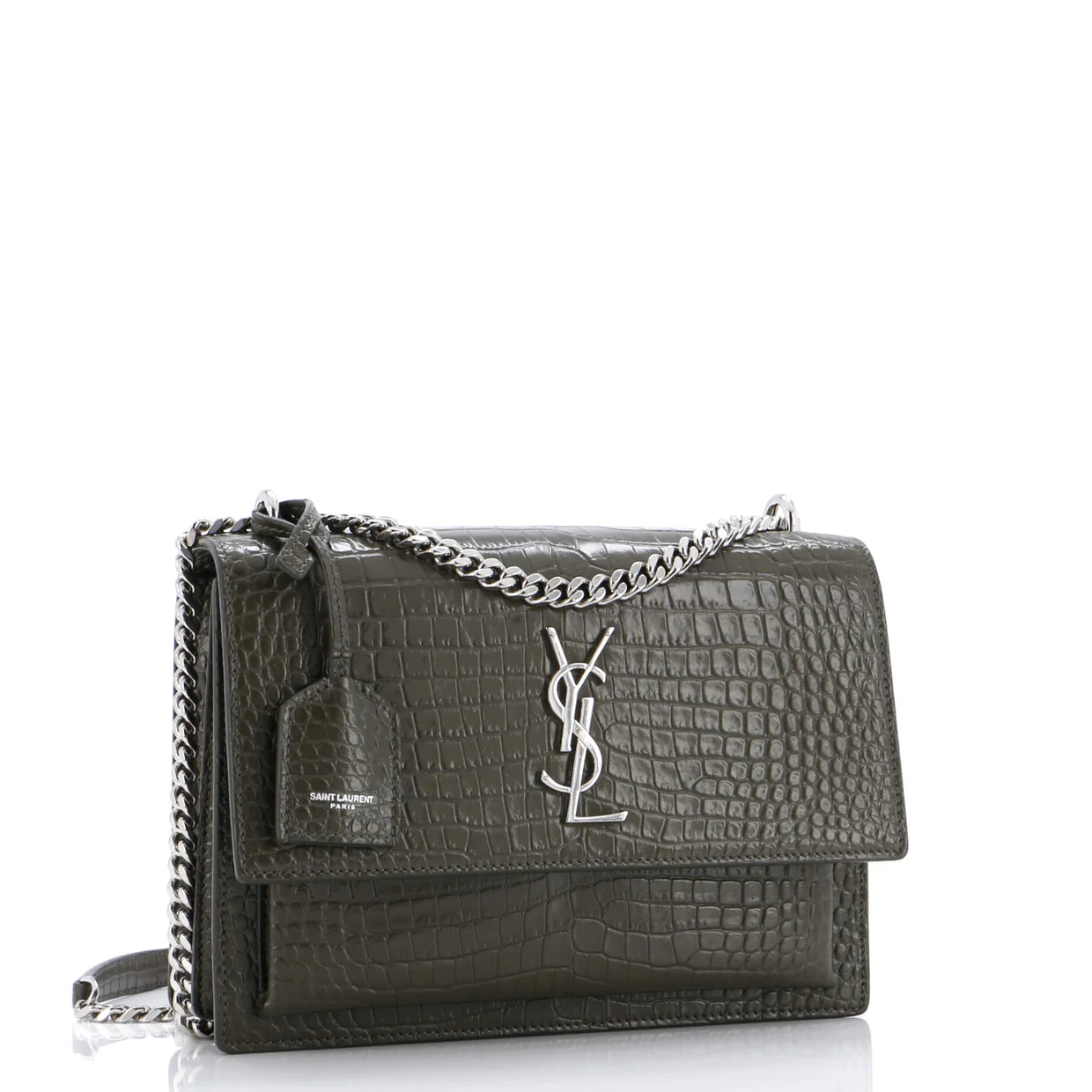 Sunset Crossbody Bag Crocodile Embossed Leather Medium - Deep Luxury