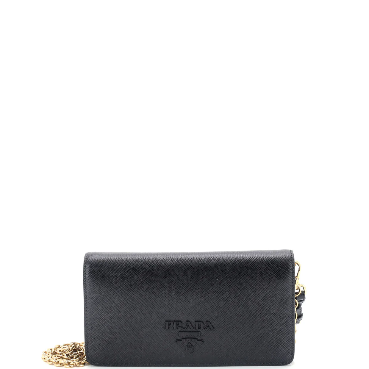 Monochrome Wristlet Wallet on Chain Saffiano Leather Mini - Deep Luxury