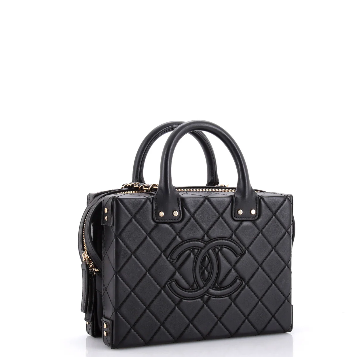 CC Top Handle Convertible Vanity Case Quilted Calfskin Medium - Deep Luxury