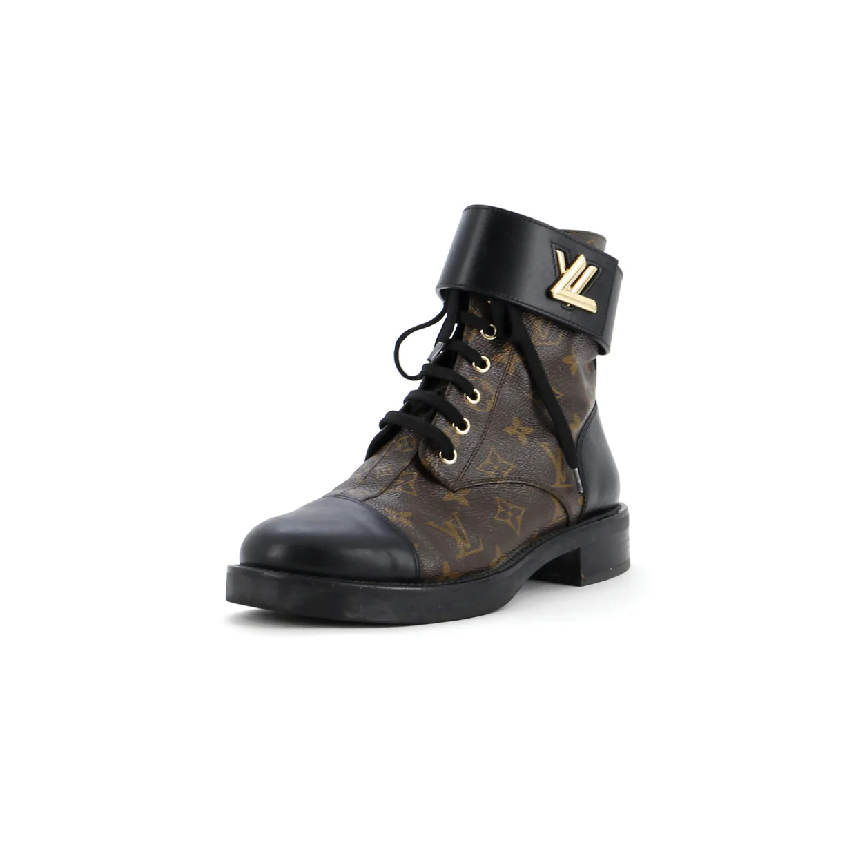Women's Wonderland Flat Ranger Boots Monogram Canvas and Leather - Deep Luxury