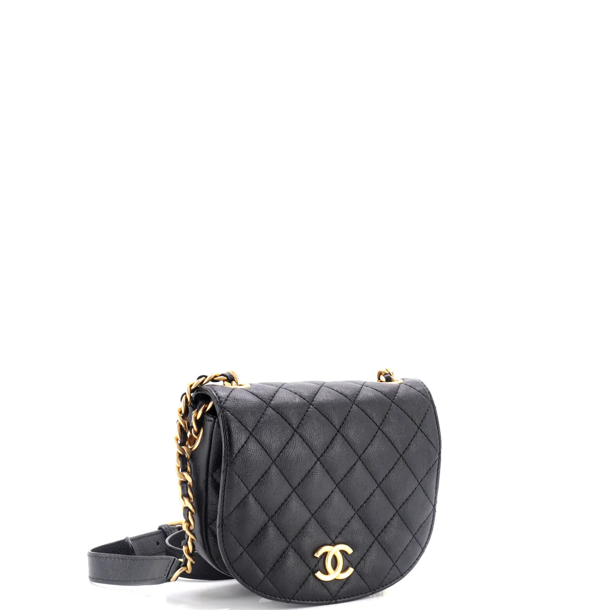 CC Full Flap Saddle Messenger Quilted Calfskin Mini - Deep Luxury