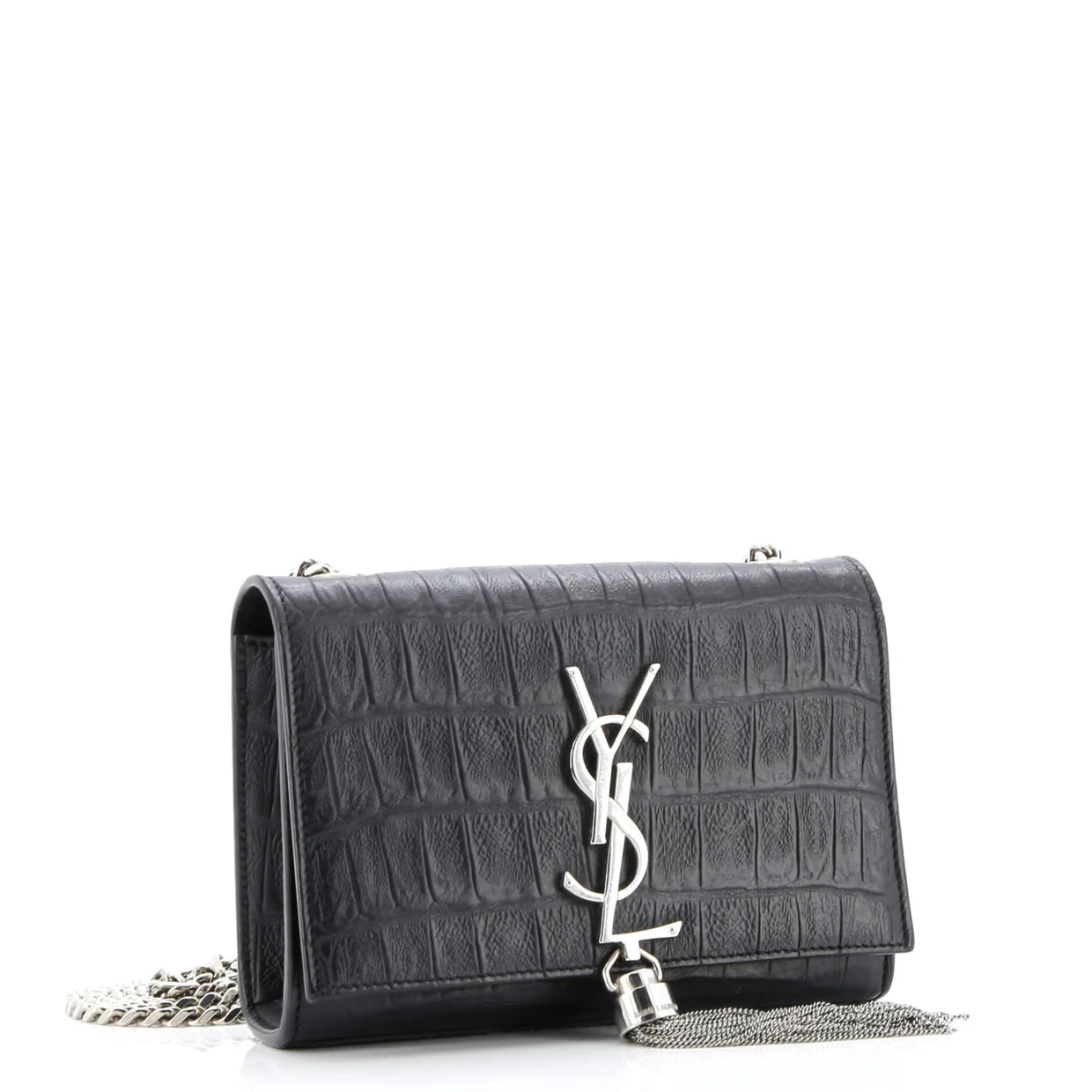 Classic Monogram Tassel Crossbody Bag Crocodile Embossed Leather Small - Deep Luxury