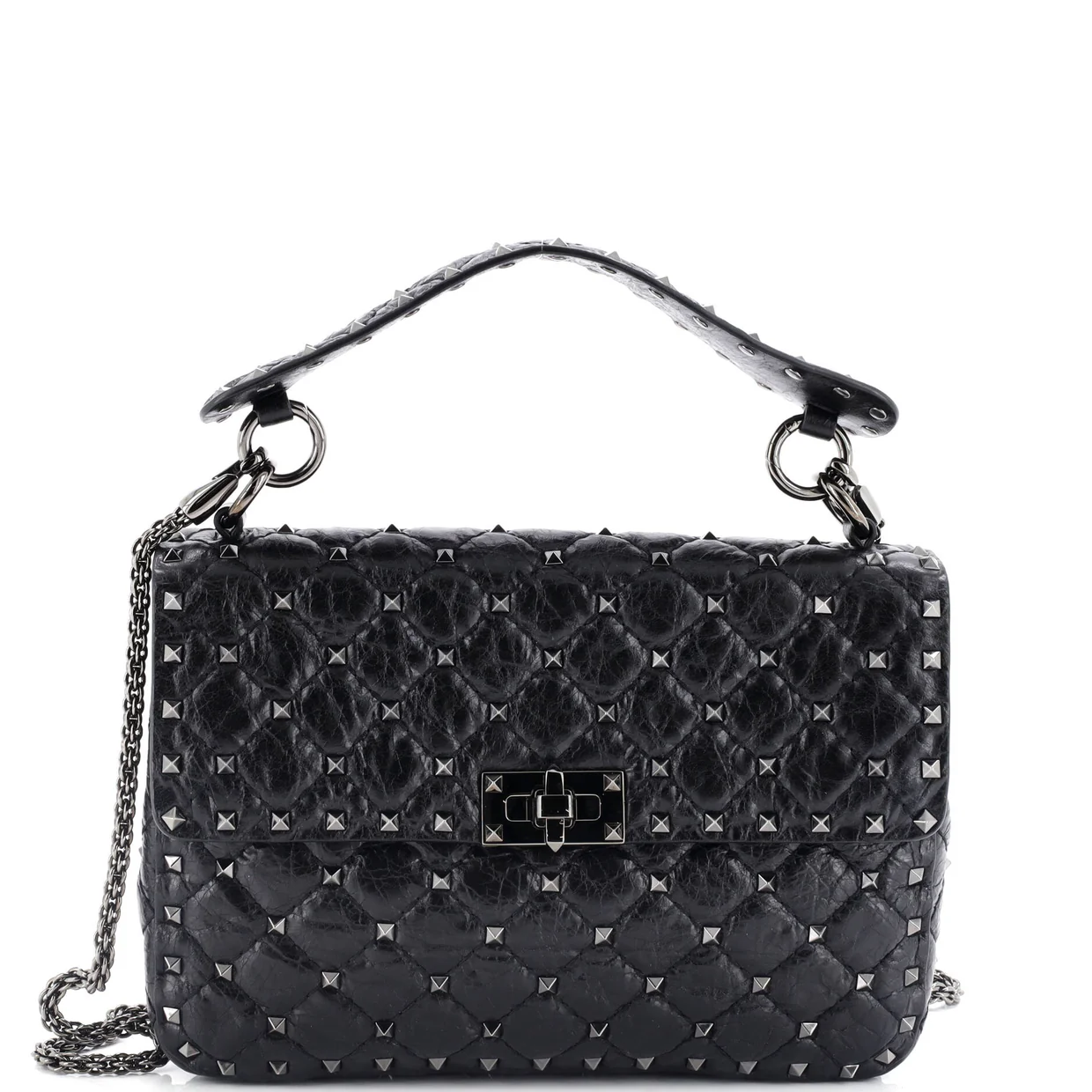 Rockstud Spike Flap Bag Quilted Leather Medium - Deep Luxury