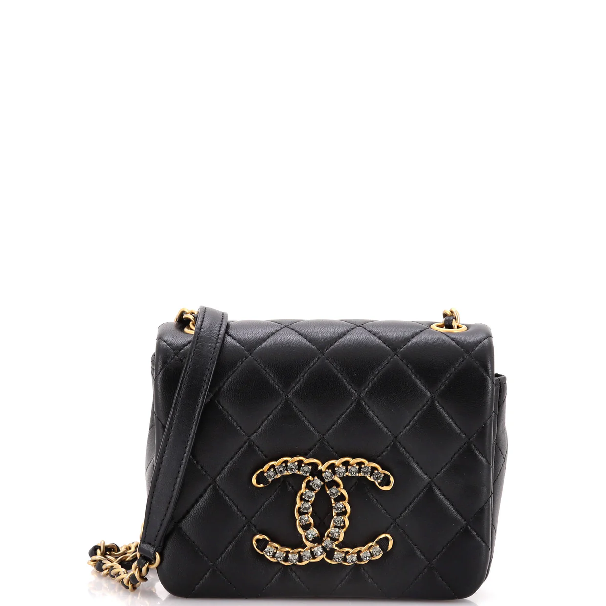 Crystal CC Full Flap Bag Quilted Lambskin Mini - Deep Luxury