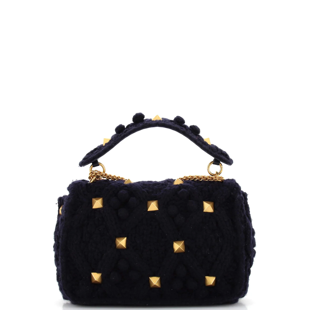 Roman Stud Flap Bag Quilted Knit Large - Deep Luxury