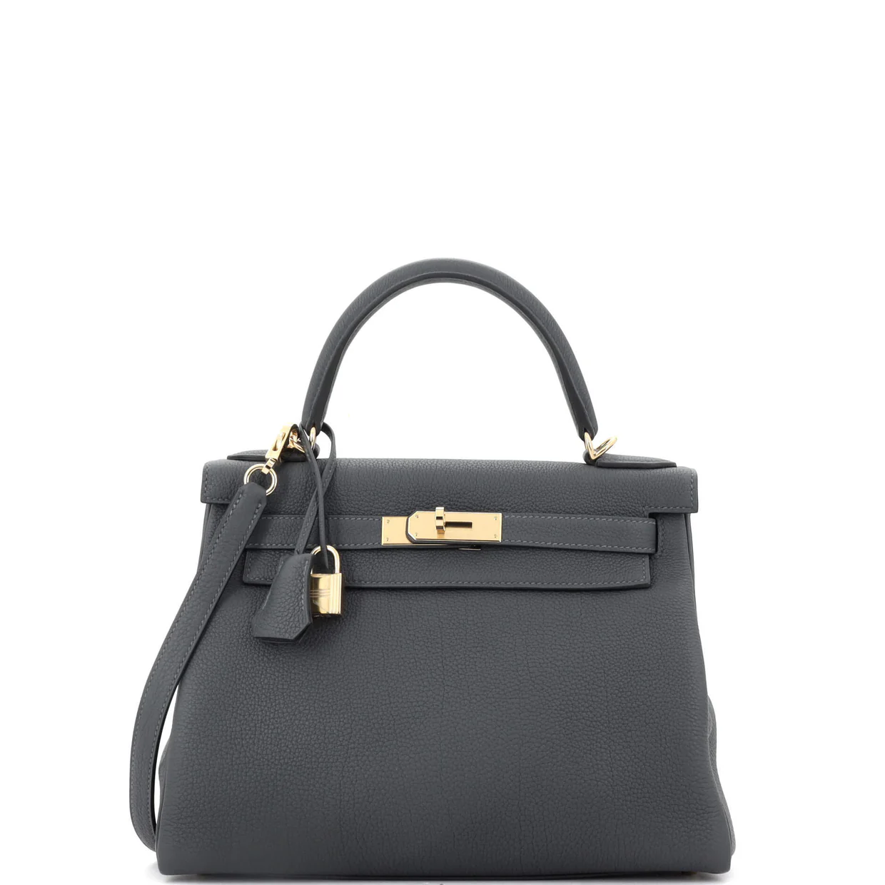 Kelly Handbag Grey Togo with Permabrass Hardware 28 - Deep Luxury