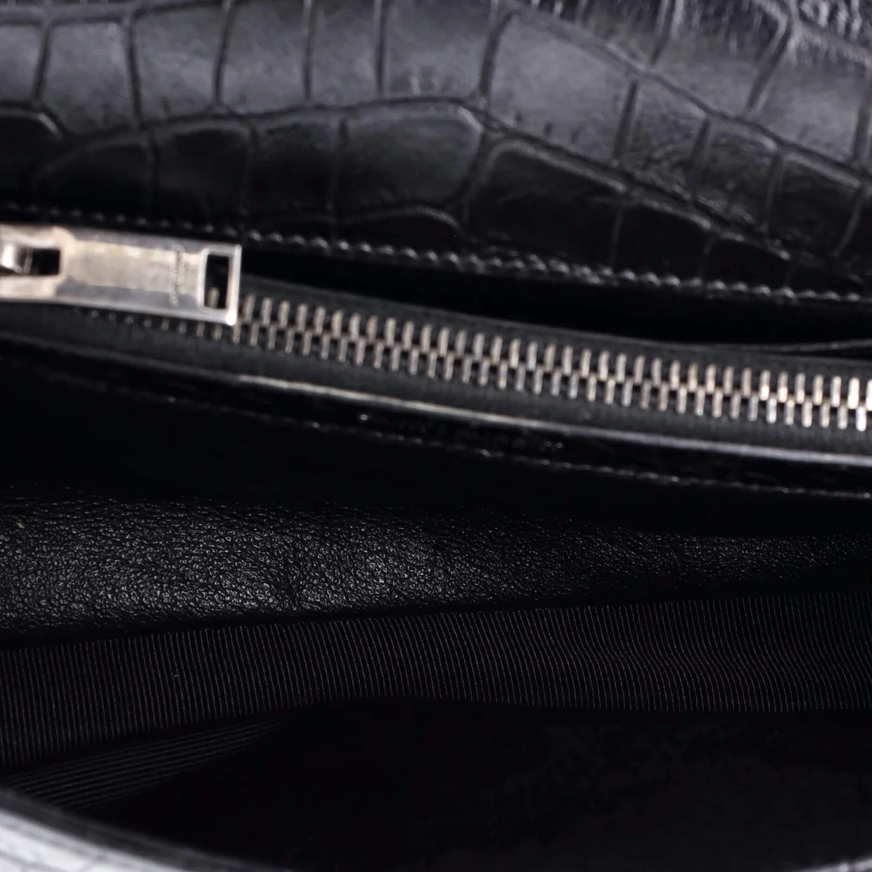 Classic Monogram College Bag Crocodile Embossed Leather Medium - Deep Luxury