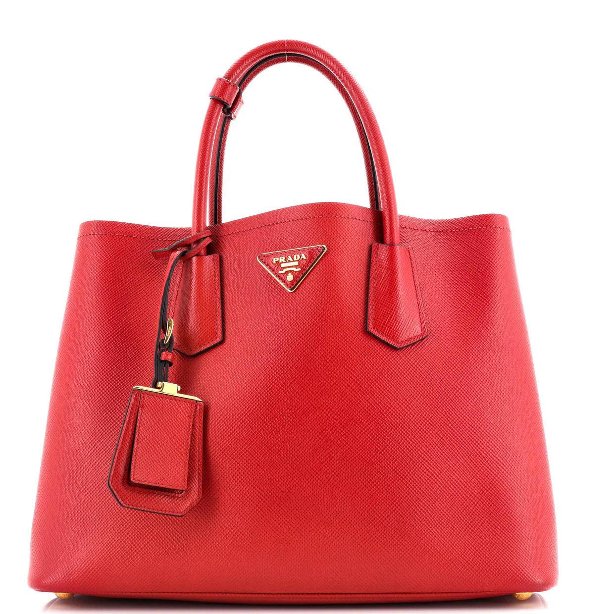 Cuir Double Tote Saffiano Leather Medium - Deep Luxury