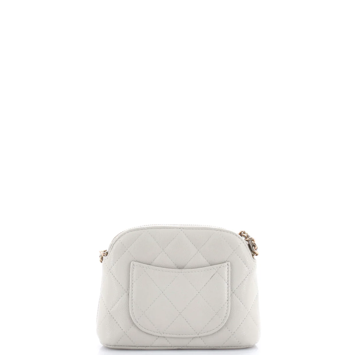 CC Dome Zip Clutch with Chain Quilted Caviar Mini - Deep Luxury