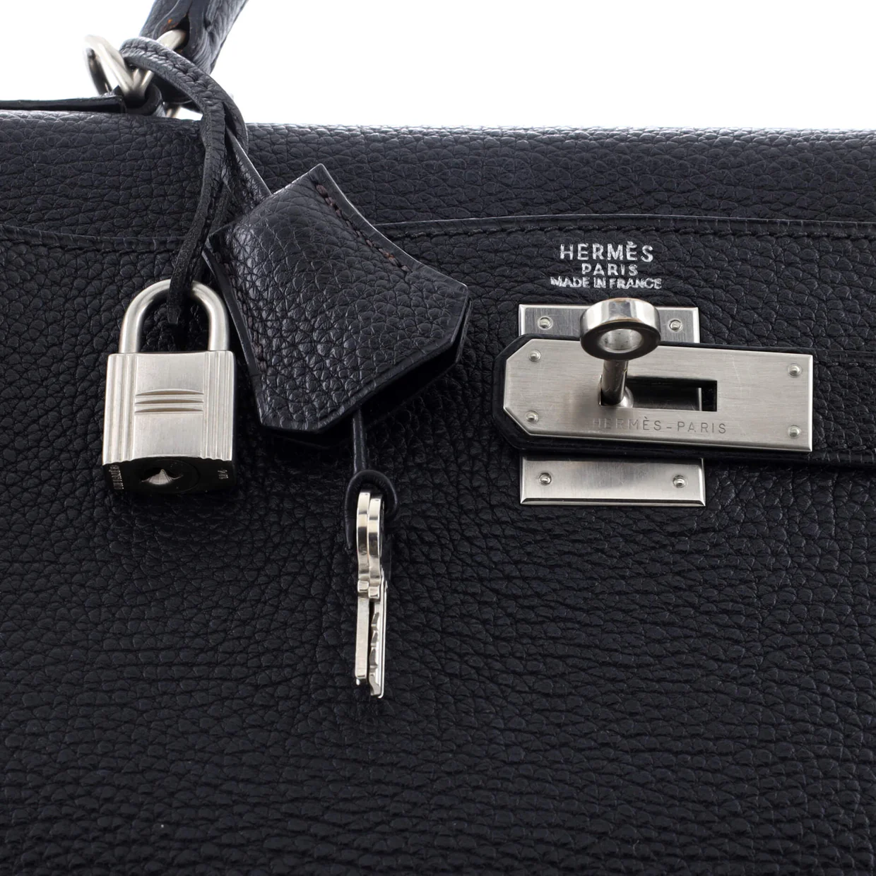 Kelly Handbag Noir Togo with Brushed Palladium Hardware 32 - Deep Luxury