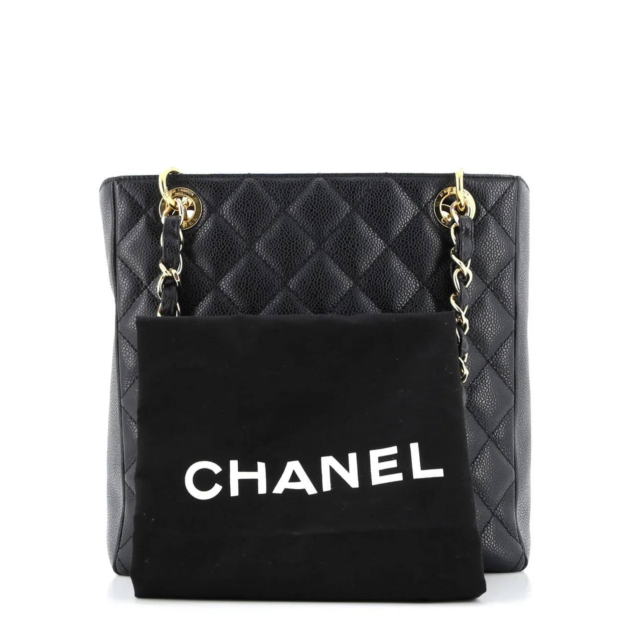 Petite Shopping Tote Quilted Caviar - Deep Luxury