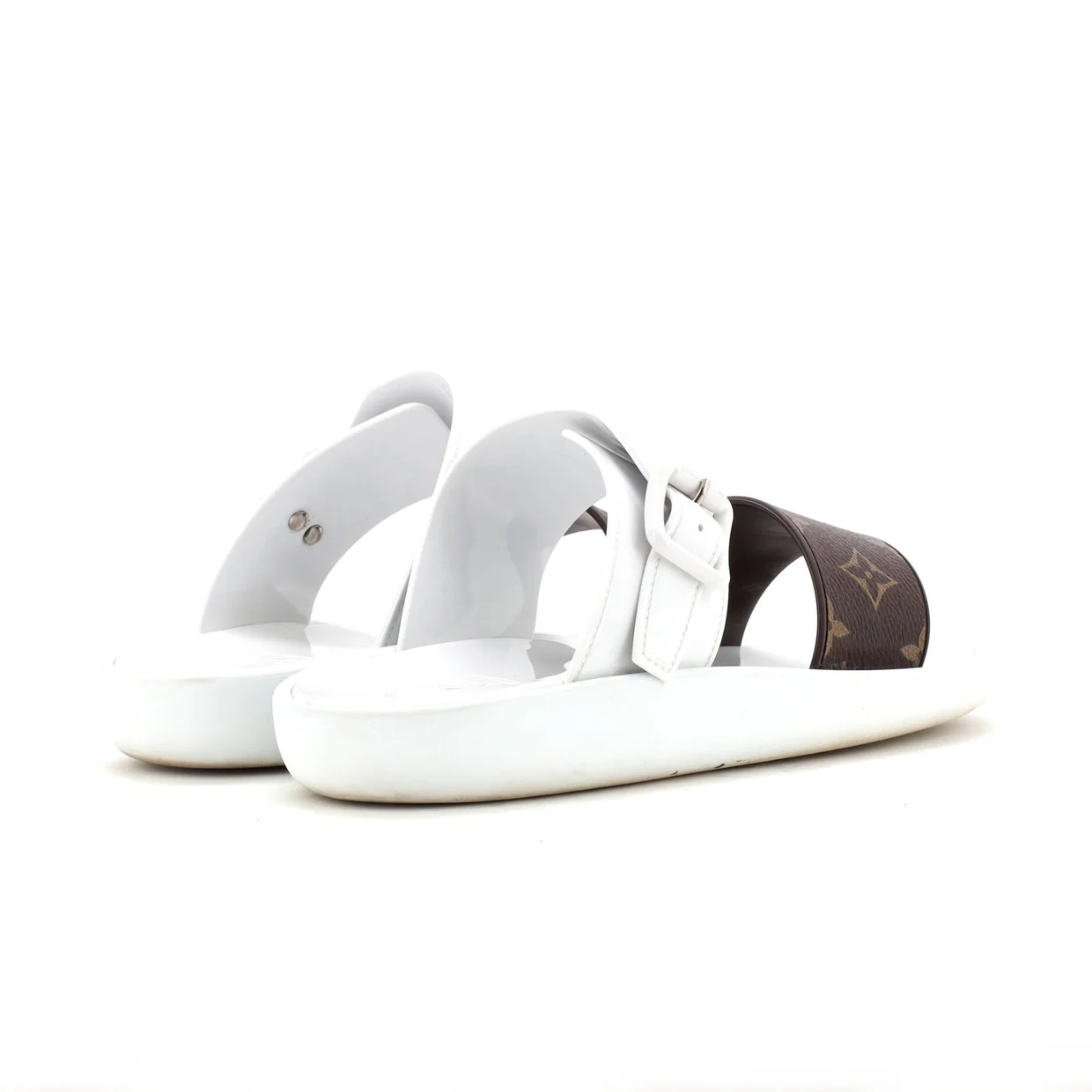 Women's Sunbath Flat Mule Sandals Monogram Canvas and Rubber - Deep Luxury