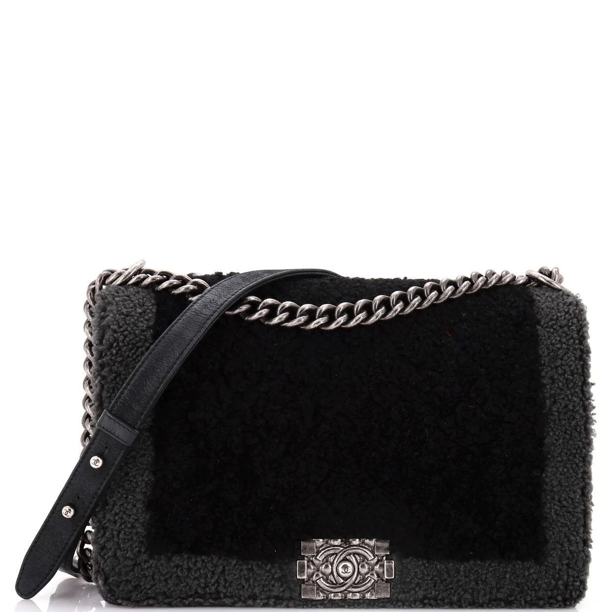 Boy Flap Bag Shearling New Medium - Deep Luxury