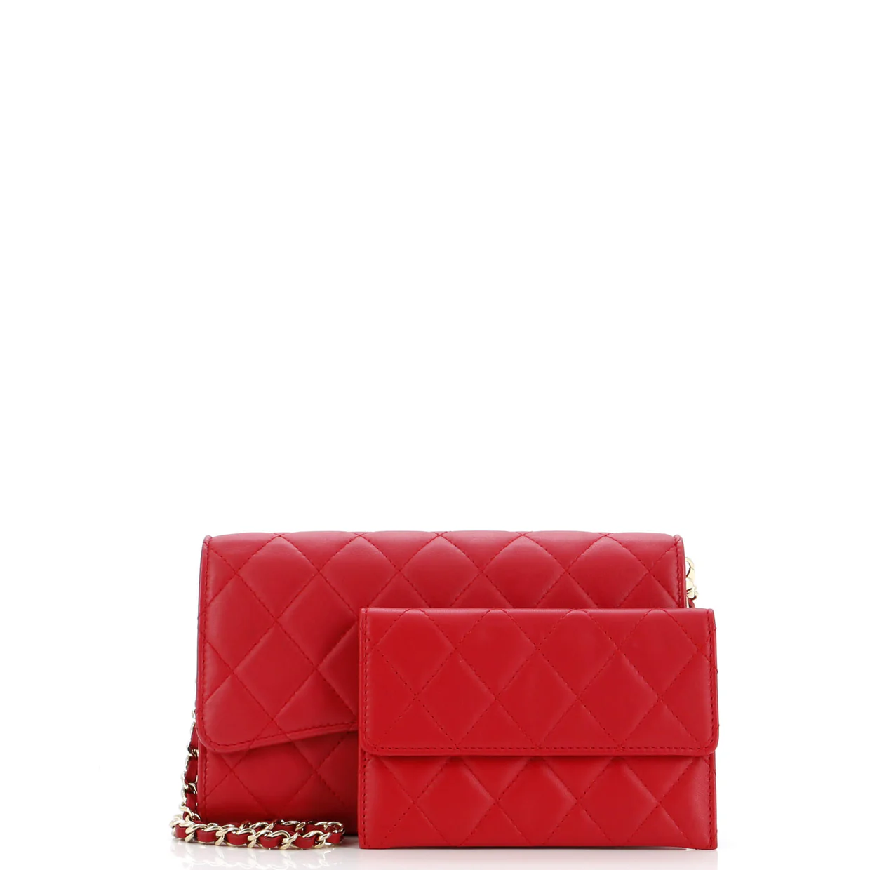 Wallet on Short Chain Quilted Lambskin - Deep Luxury