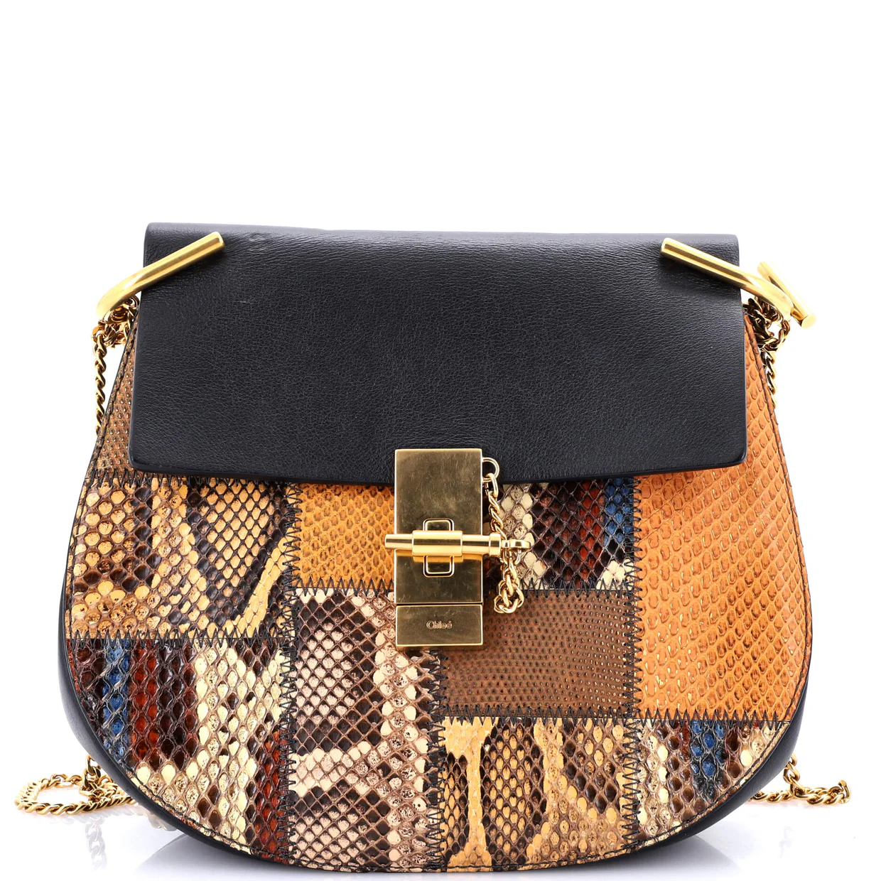 Drew Crossbody Bag Python and Leather Small - Deep Luxury