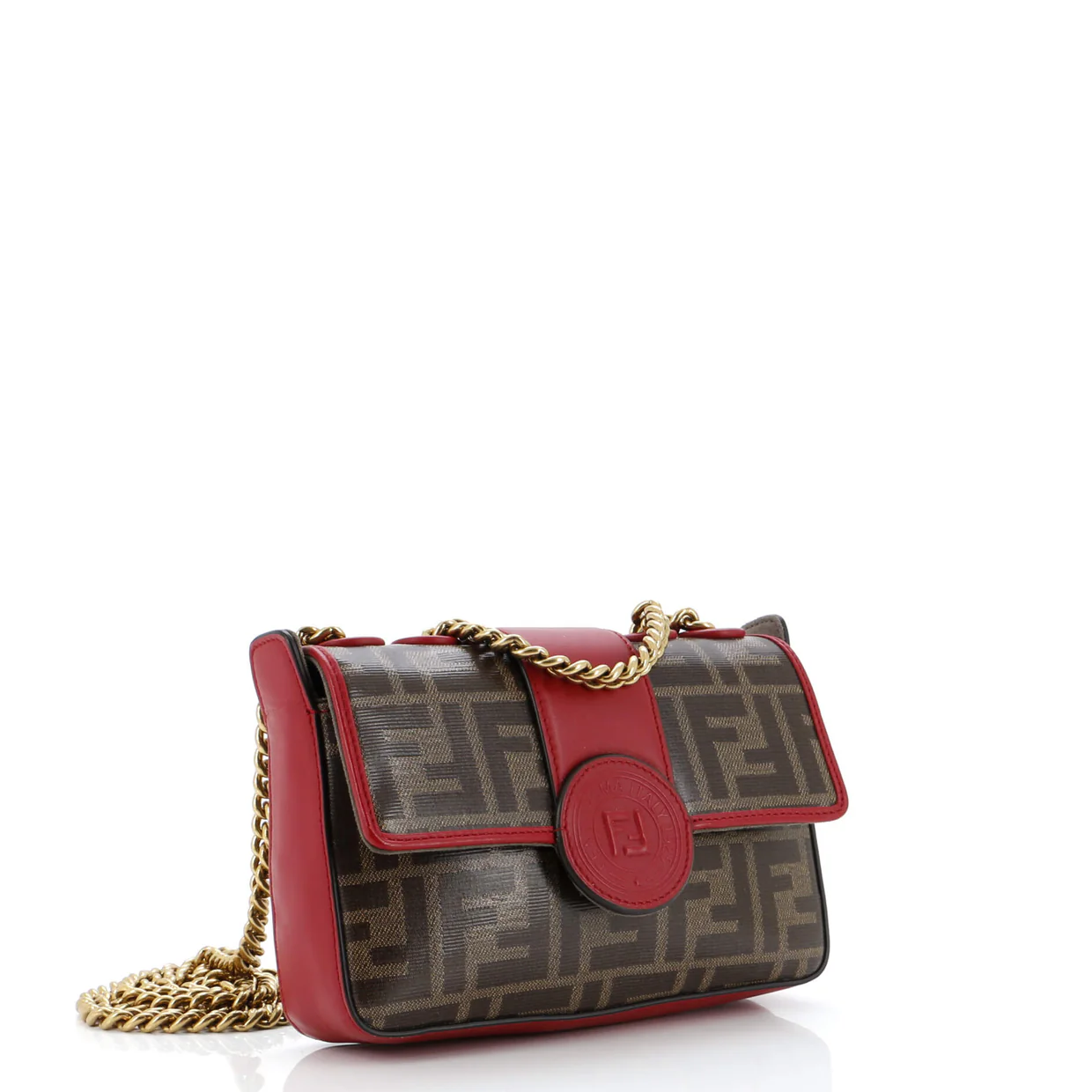 FF Logo Stamp Flap Bag Zucca Coated Canvas Mini - Deep Luxury