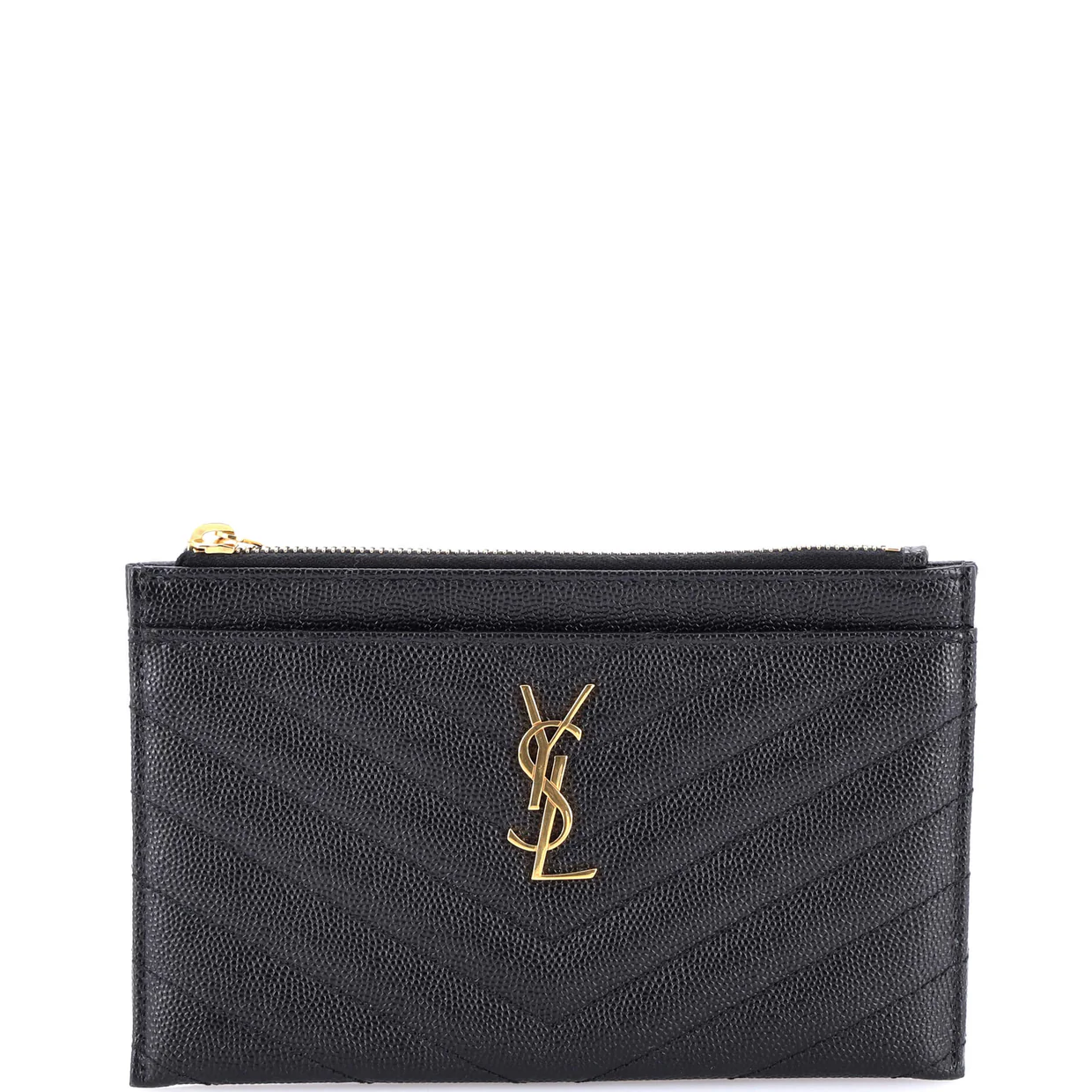 Classic Monogram Zip Bill Pouch Matelasse Chevron Leather Medium - Deep Luxury